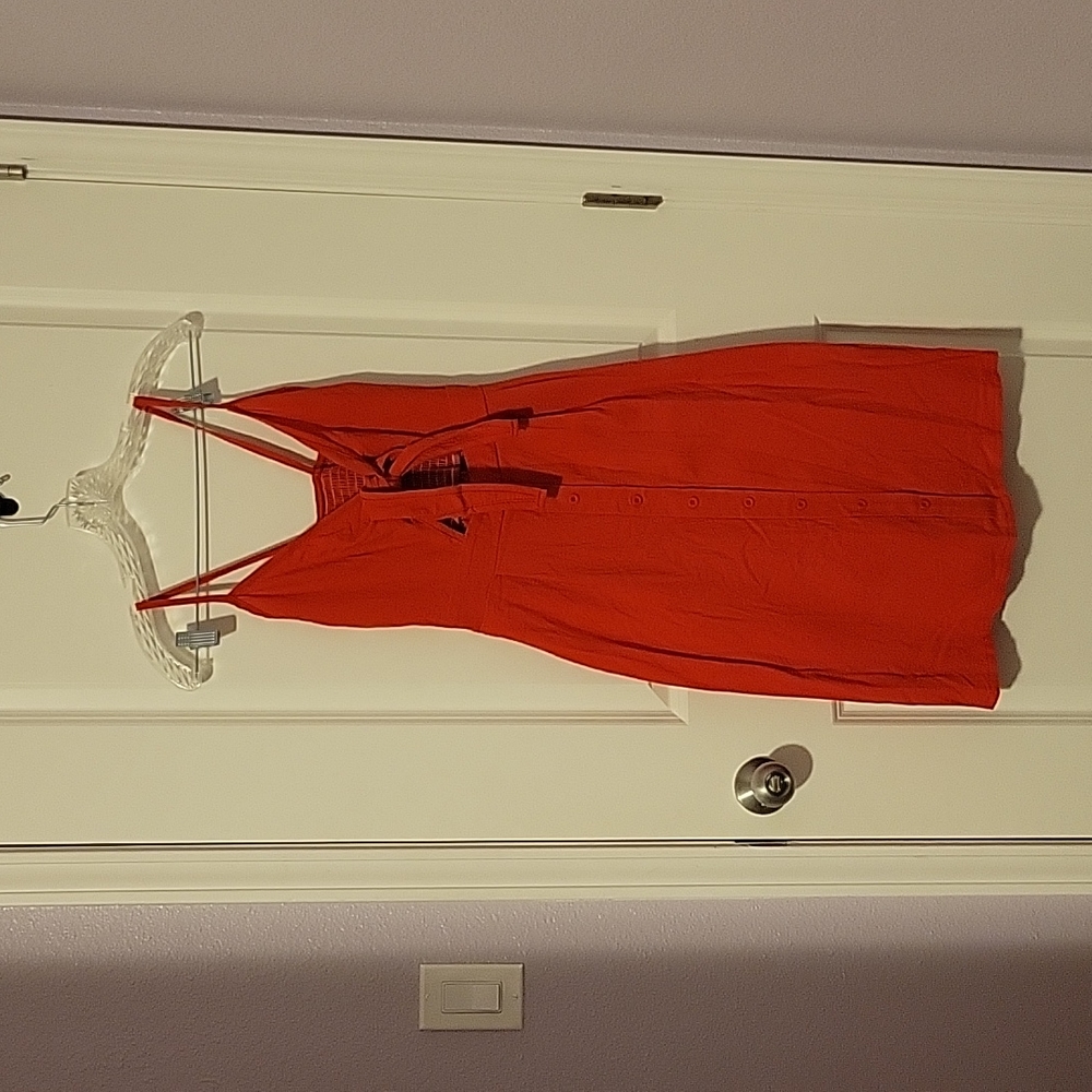 Vintage spaghetti strap red front tie dress